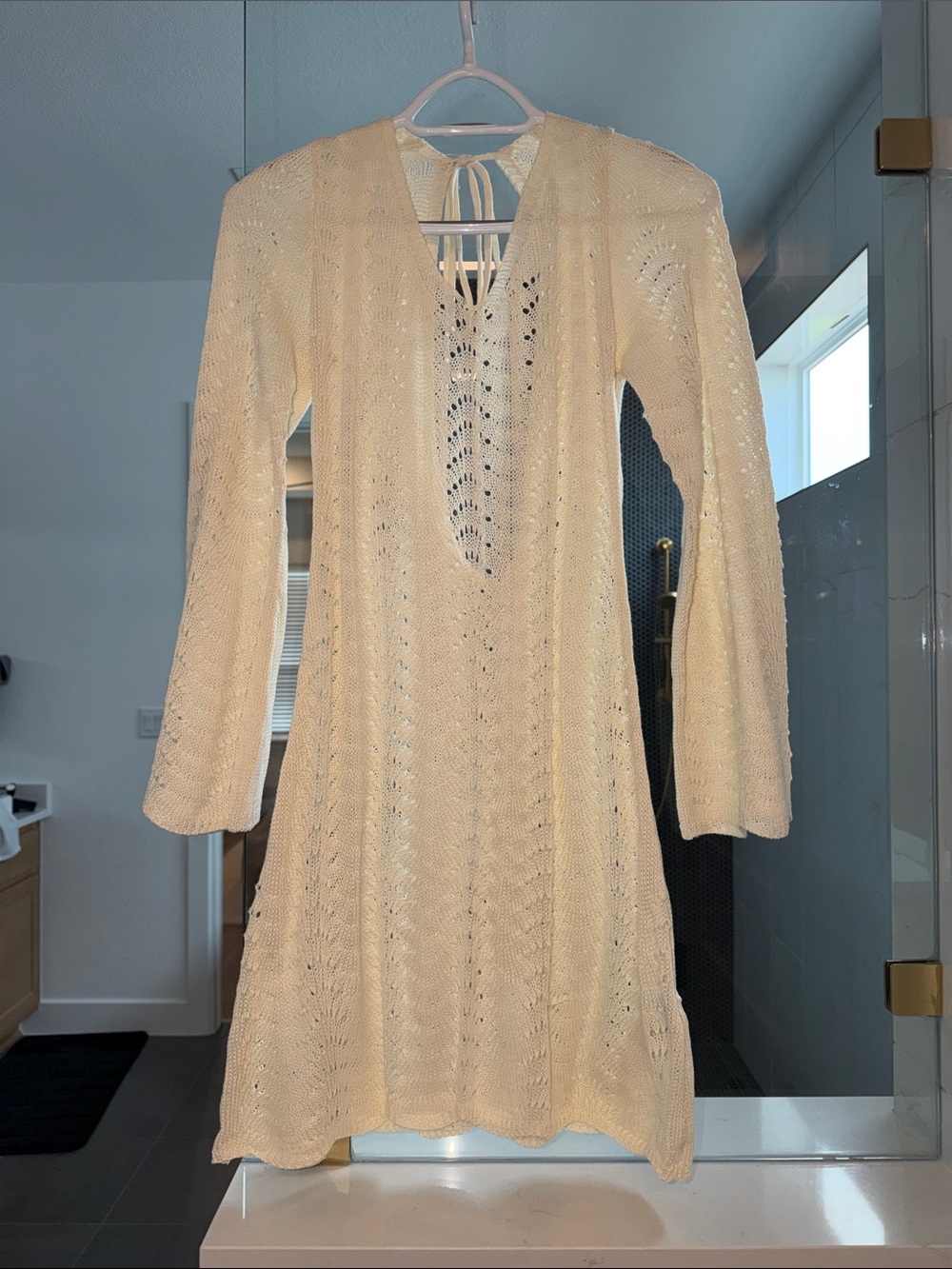 SHEIN Crochet Knit V-Neck Cover Up Dress